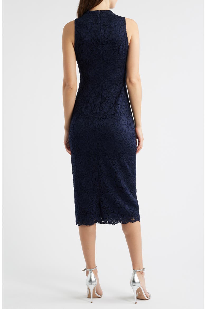 Lace Sleeveless Sheath Midi Dress, Alternate, color, NAVY
