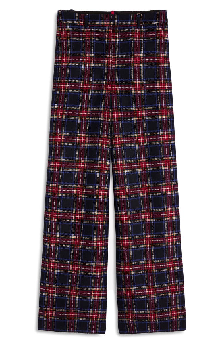 Boden Belgravia Plaid Wool Blend Pants, Alternate, color, Navy Green And Red Check