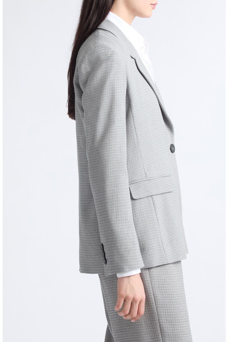 Structured Single Button Blazer, Alternate, color, ECRU/ BLACK