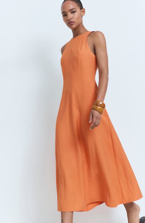 Mango Flared Midi-dress Salmon In Orange