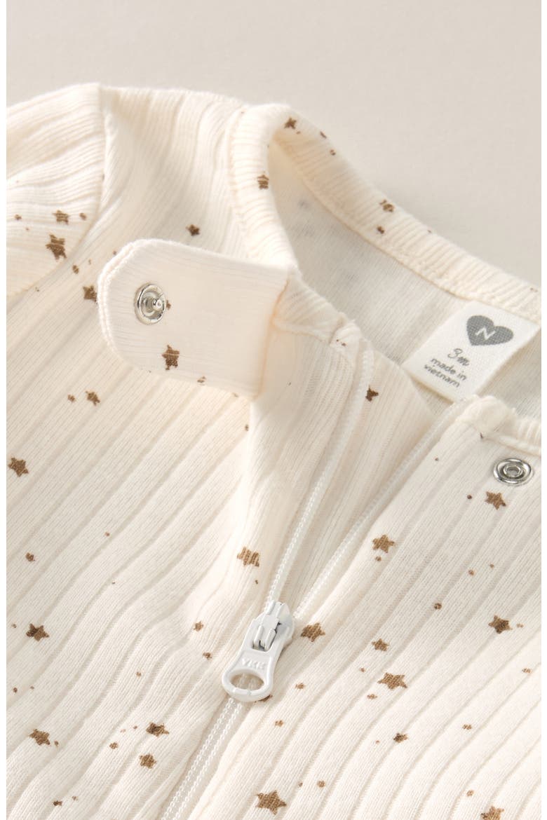 Rib Zip Footie, Alternate, color, IVORY- TAN DUSK STARS