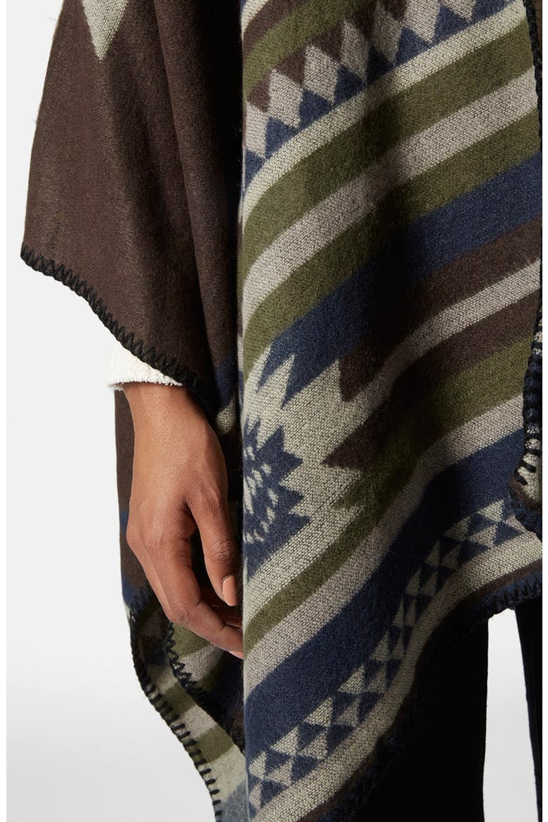 Geo Print Poncho, Alternate, color, BROWN