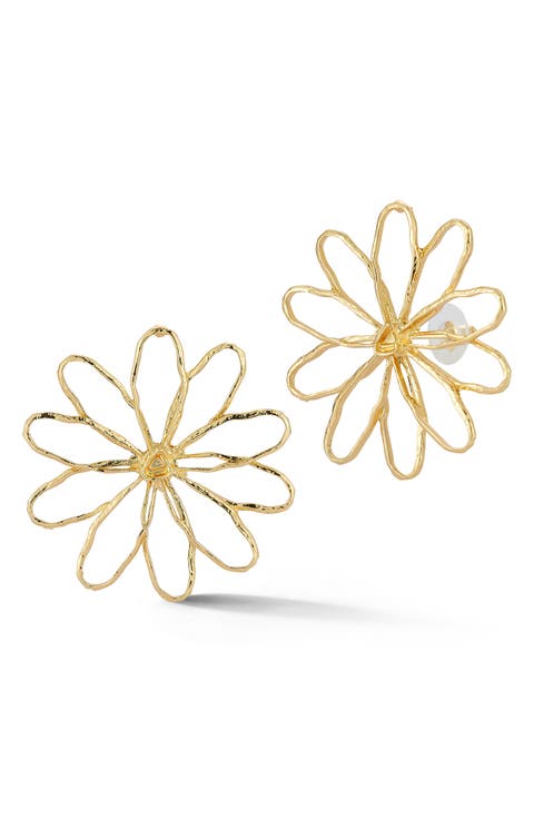 Hammered Flower Stud Earrings
