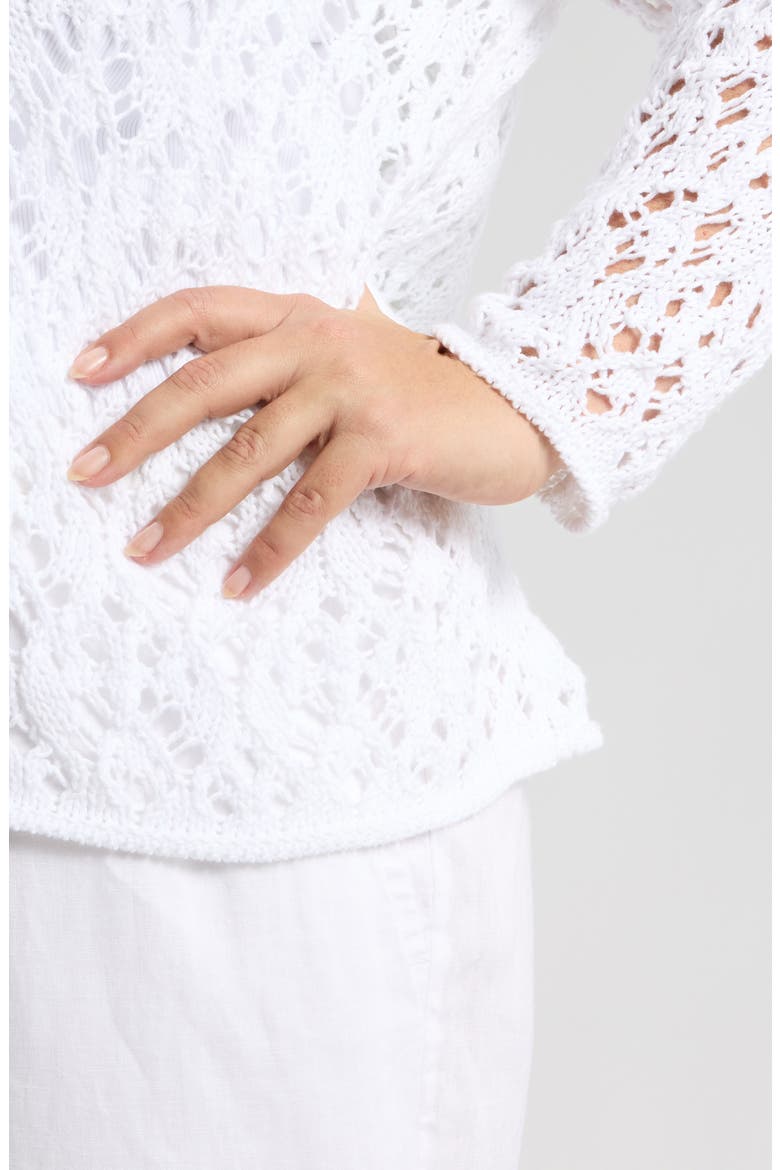 Open Stitch Organic Cotton Crewneck Sweater, Alternate, color, WHITE