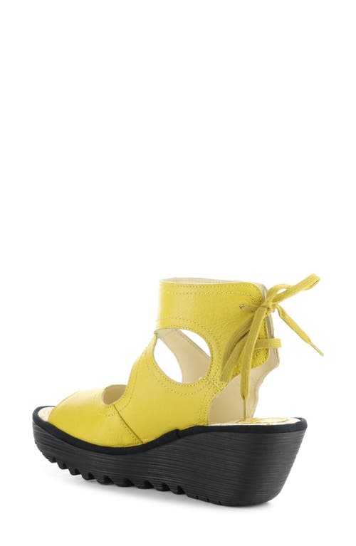Fly London Yulp Platform Wedge Sandal In Bright Yellow