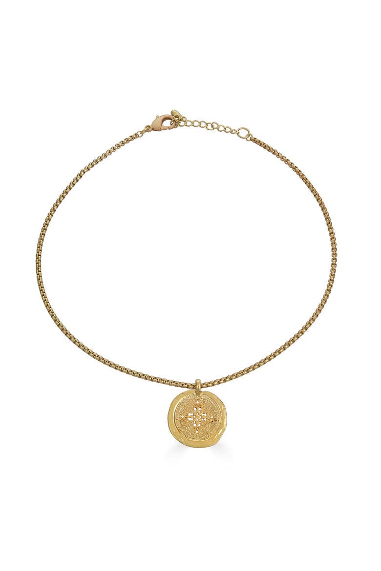 Matte Gold Filigree Coin Necklace, Main, color, Matte Gold