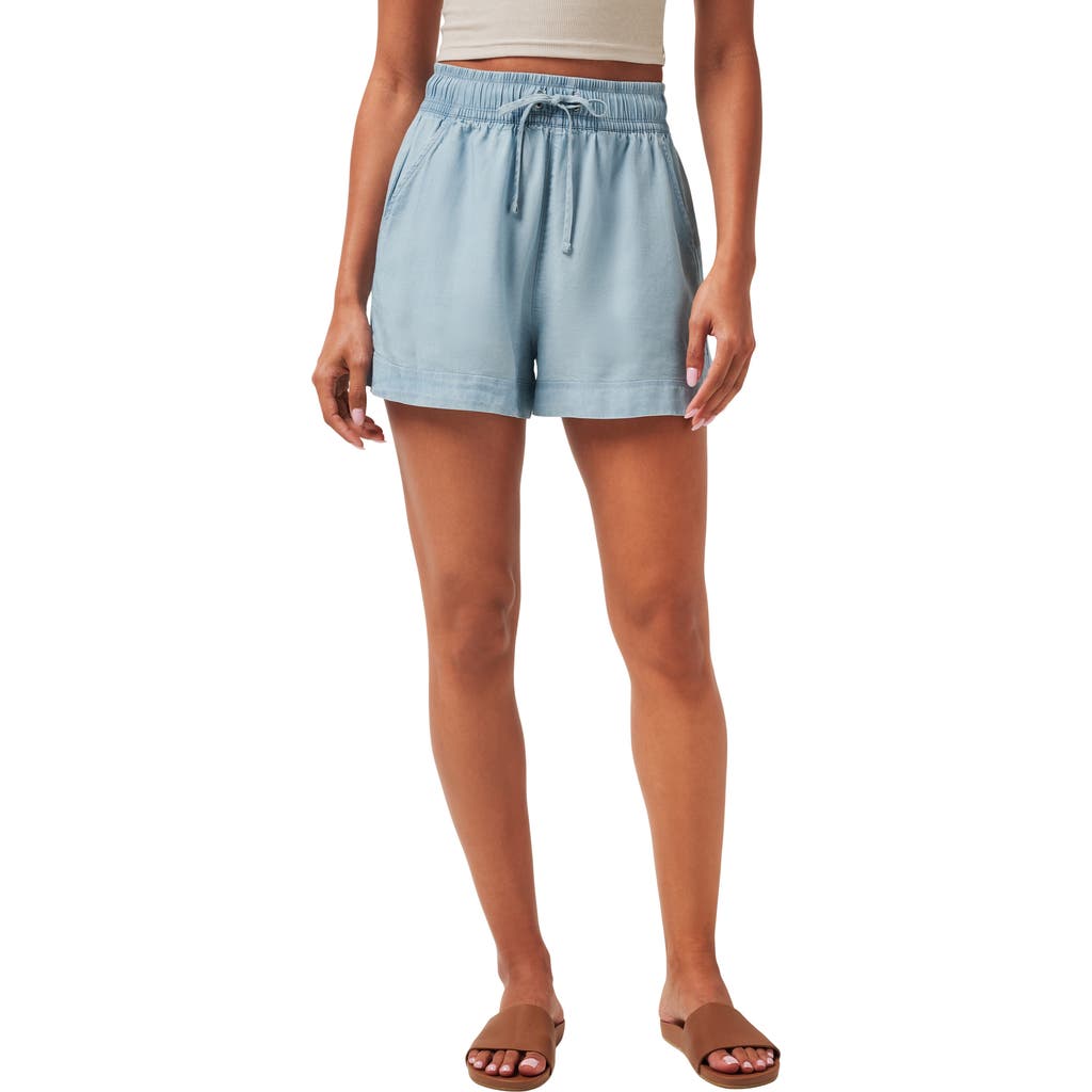 Travismathew Chambray Tie Waist Shorts In Light Wash