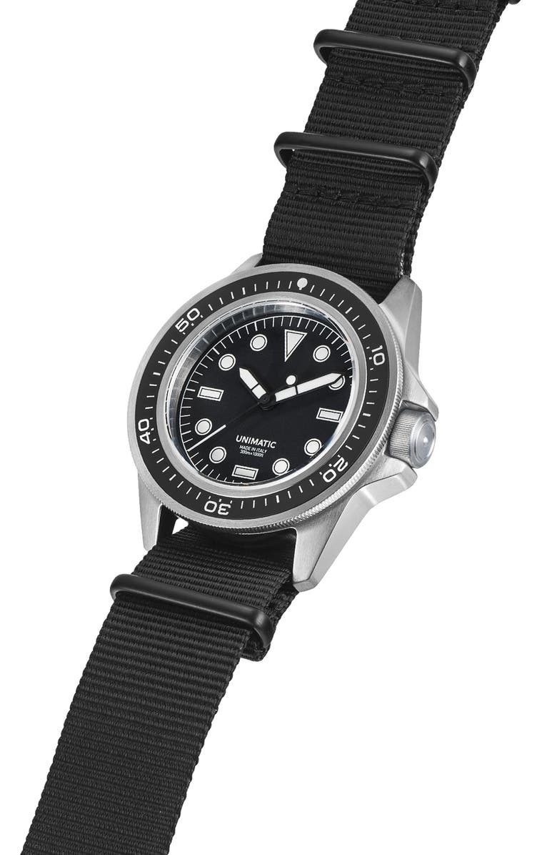 UNIMATIC ProDiver Modello Uno U1-PD3-B Automatic NATO Strap Watch, 41.5mm, Alternate, color, Black