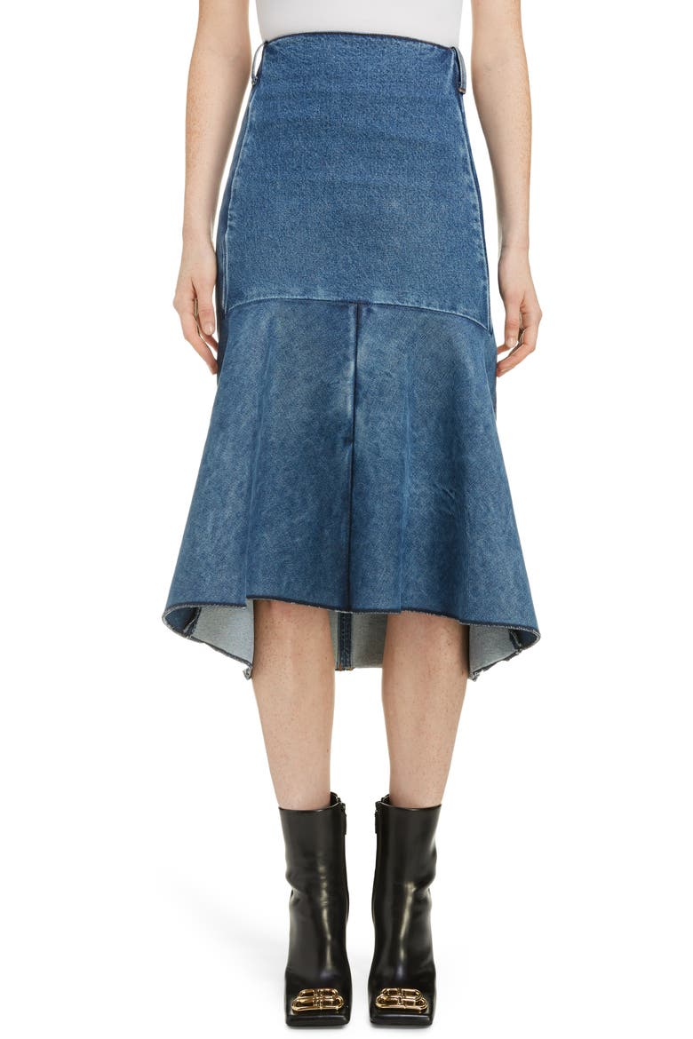 3D Molded Flare Hem Denim Midi Skirt, Main, color, 9018-MEDIUM BLUE