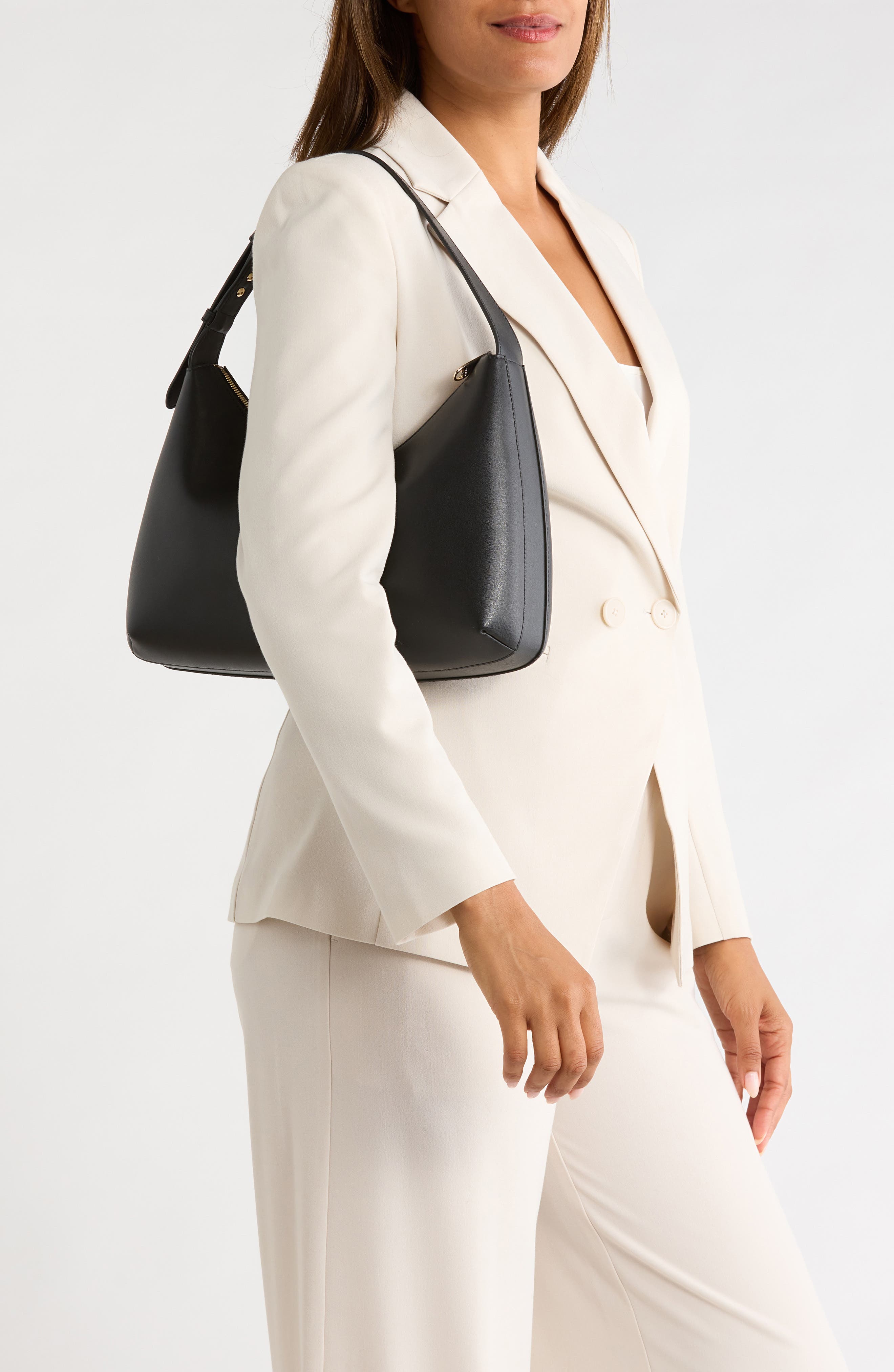 Febe Leather Hobo Bag, Alternate, color, NERO