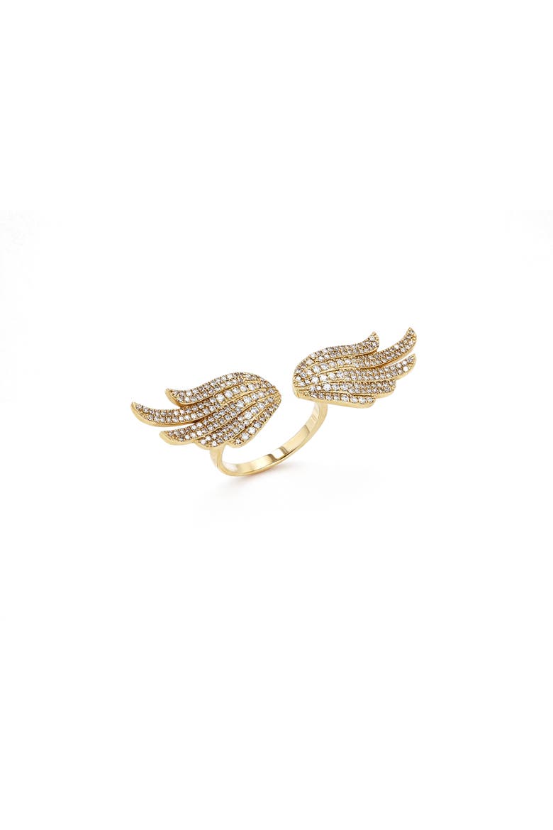 14K Diamond Angel Wing Ring, Main, color, Gold