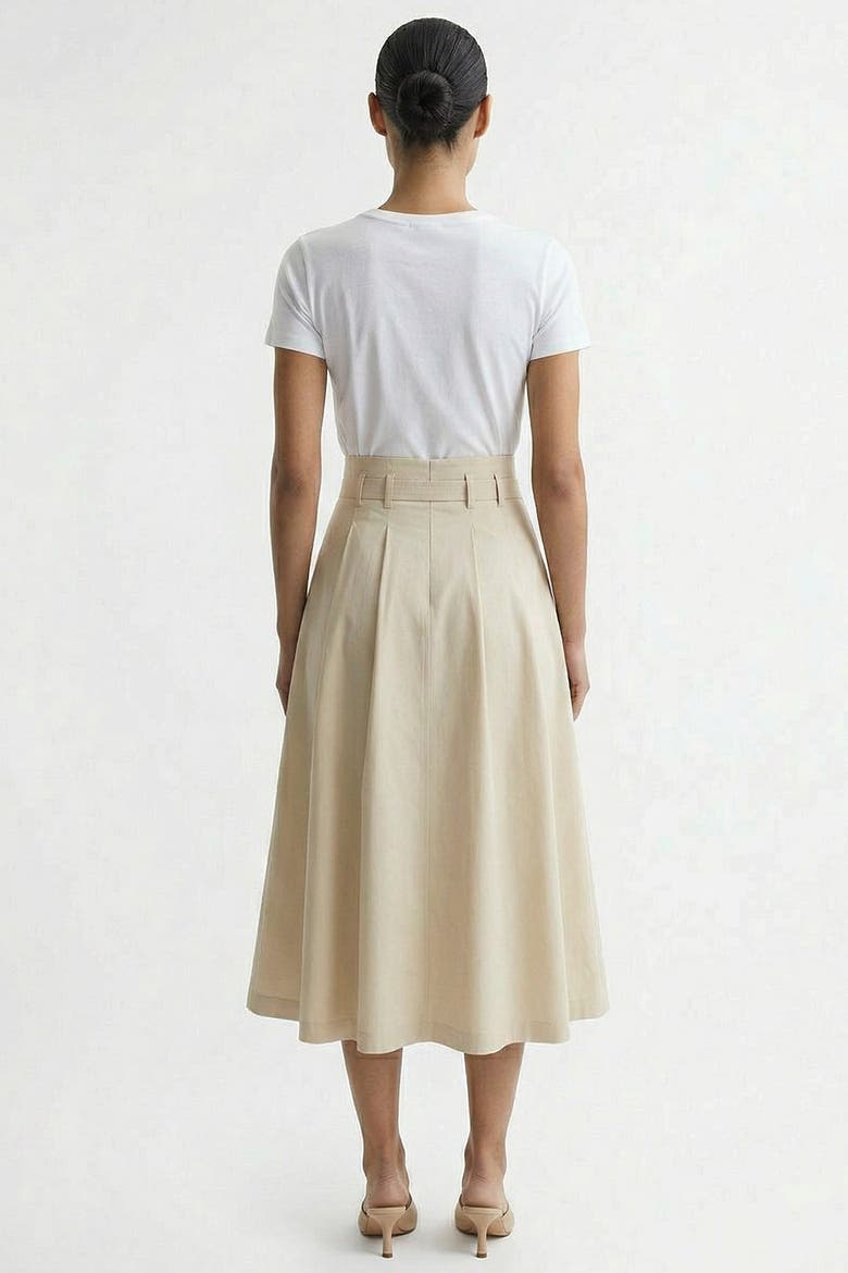 Nathalie High Waisted Pleated Midi Skirt, Alternate, color, Cream