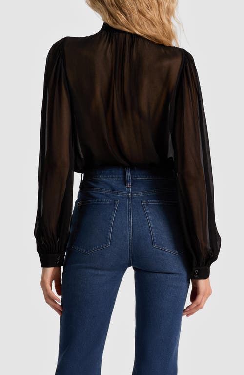 Alice And Olivia Brentley Tie-neck Sheer Blouse In Black