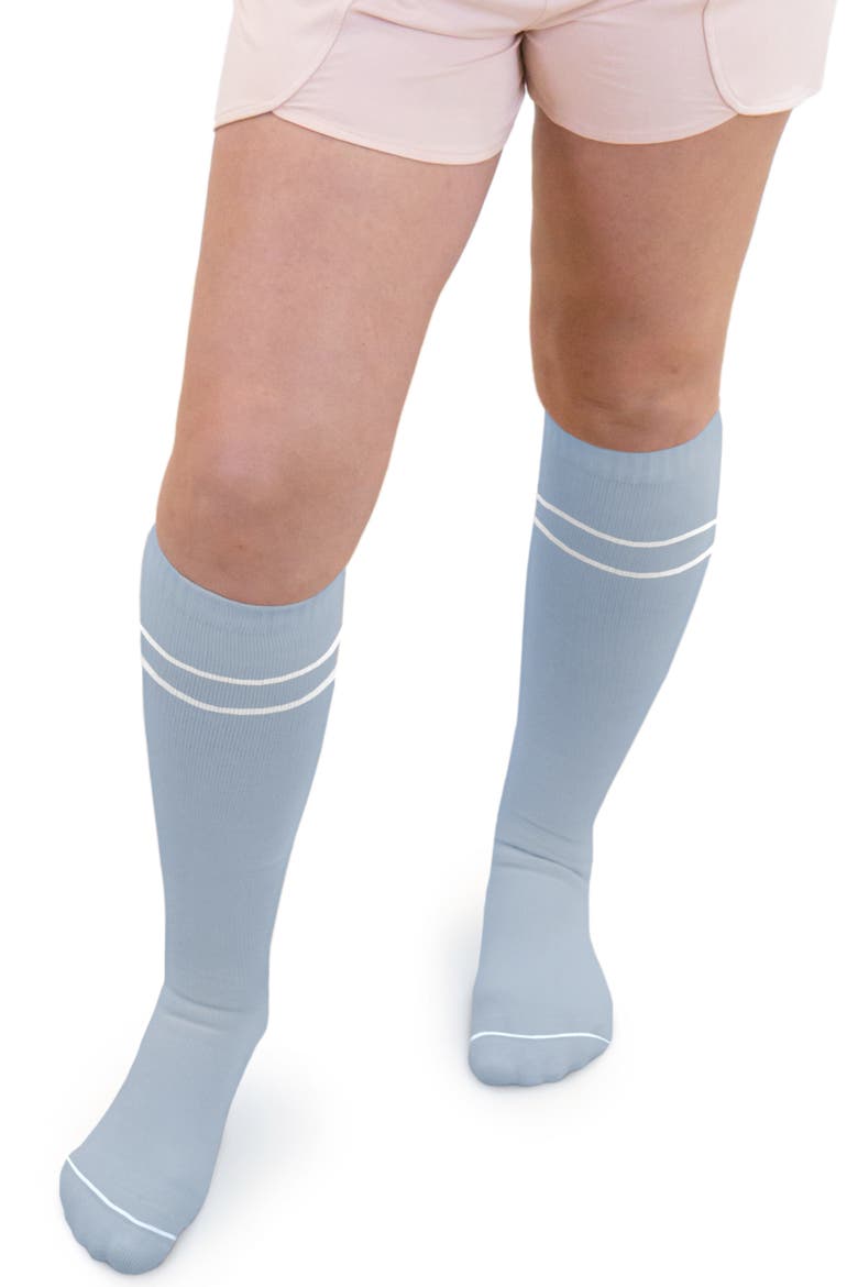 Premium Compression Knee High Maternity Socks, Alternate, color, STONE BLUE/ BLACK