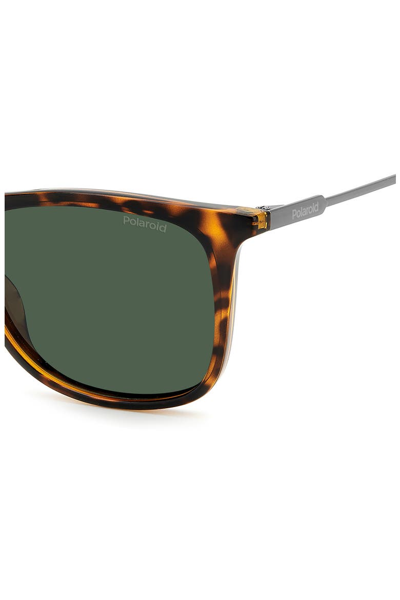 55mm Polarized Rectangular Sunglasses, Alternate, color, HAVANA/ GREEN POLARIZED