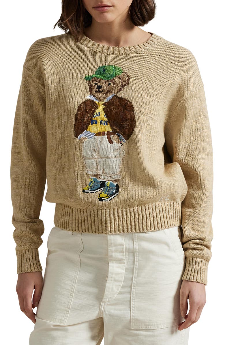 Polo Ralph Lauren Polo Bear Embroidered Cotton Crewneck Sweater, Main, color,
