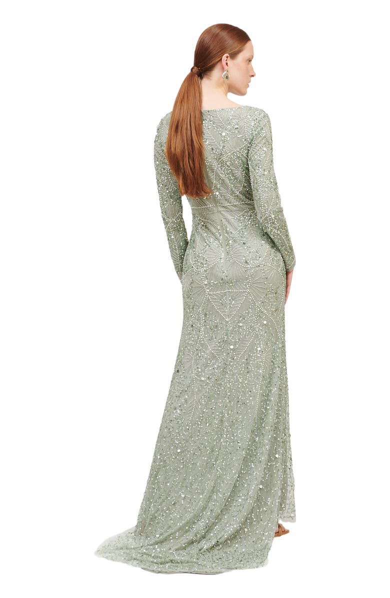 MARYISA Occasion Modest Embellished Sequin Beaded A Line Evening Gown, Alternate, color,