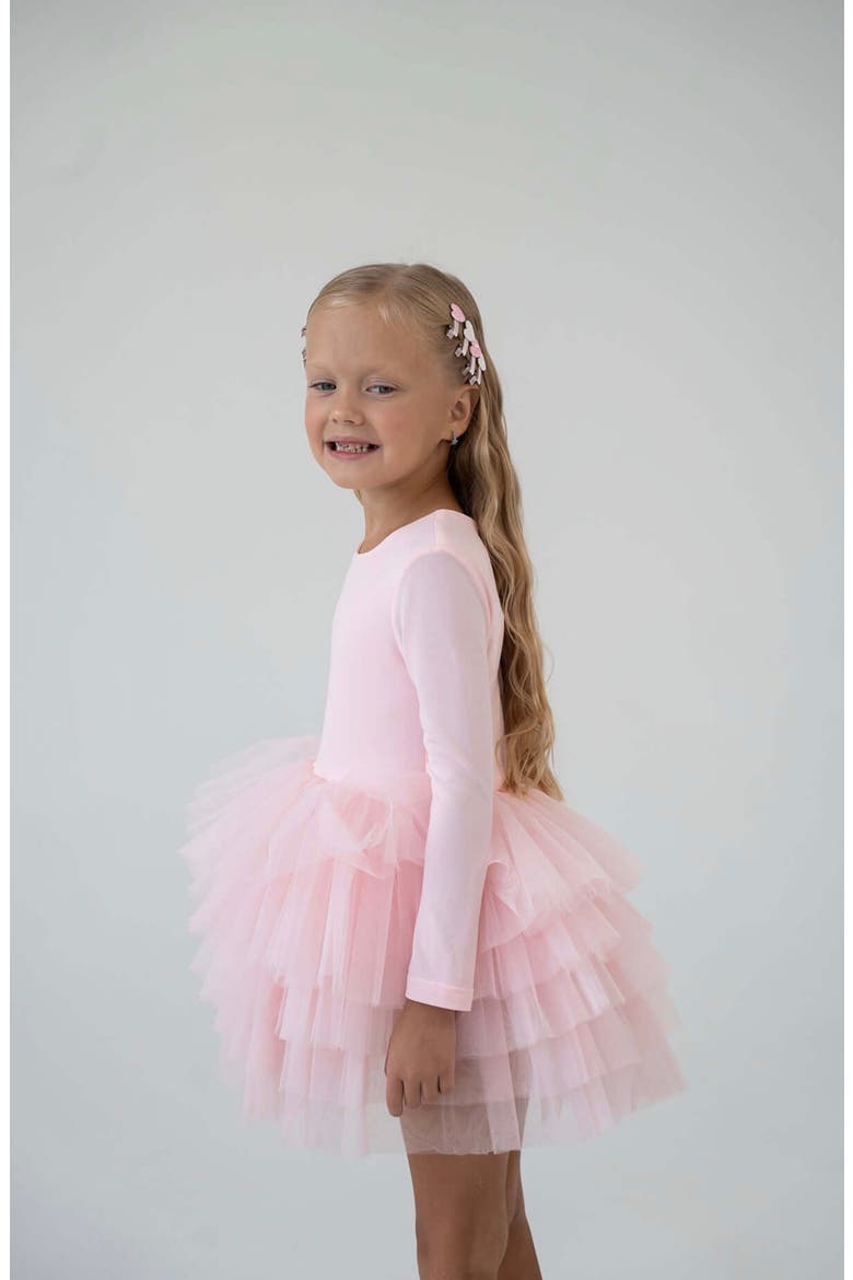 Rose Long Sleeve Fluffy Tutu Dress, Alternate, color, Pink Rose