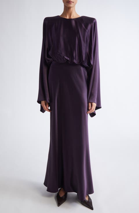 Evinka Long Sleeve Silk Satin Dress