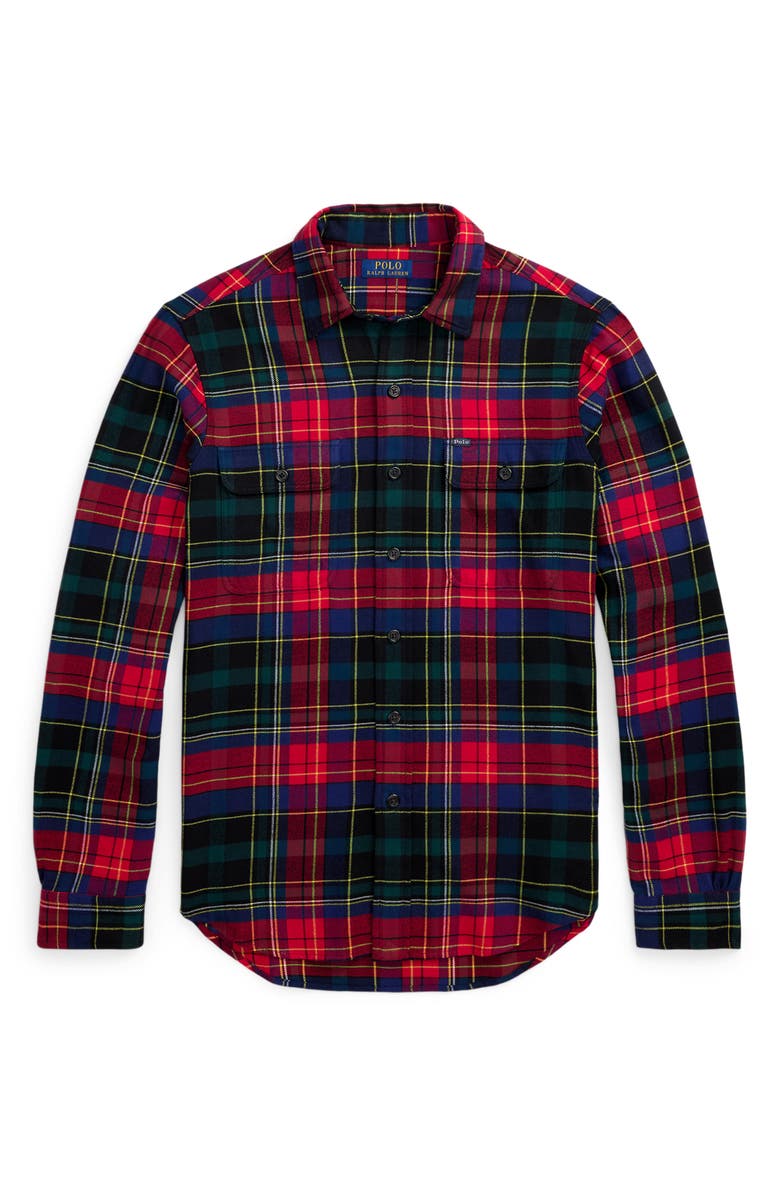 Polo Ralph Lauren Brushed Plaid Flannel Button-Up Shirt, Alternate, color, 