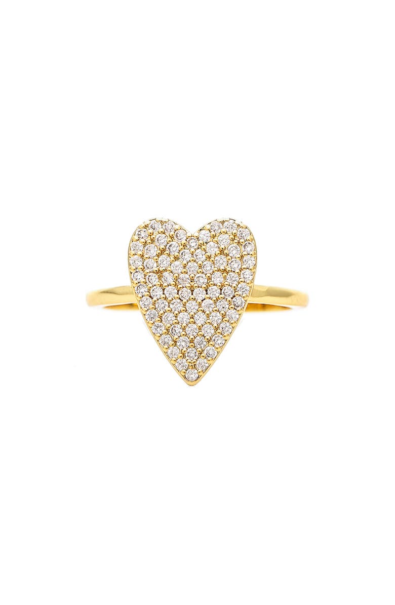 RIVKA FRIEDMAN 18K Gold Plated Pavé Cubic Zirconia Heart Ring, Main, color, 18K Gold Clad