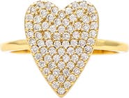 RIVKA FRIEDMAN 18K Gold Plated Pavé Cubic Zirconia Heart Ring