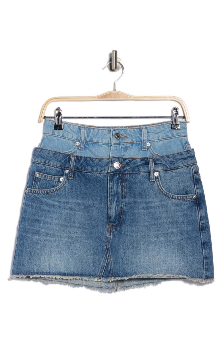 Simkhai Salix Double Waistband Denim Miniskirt, Main, color, Catalina Trancoso