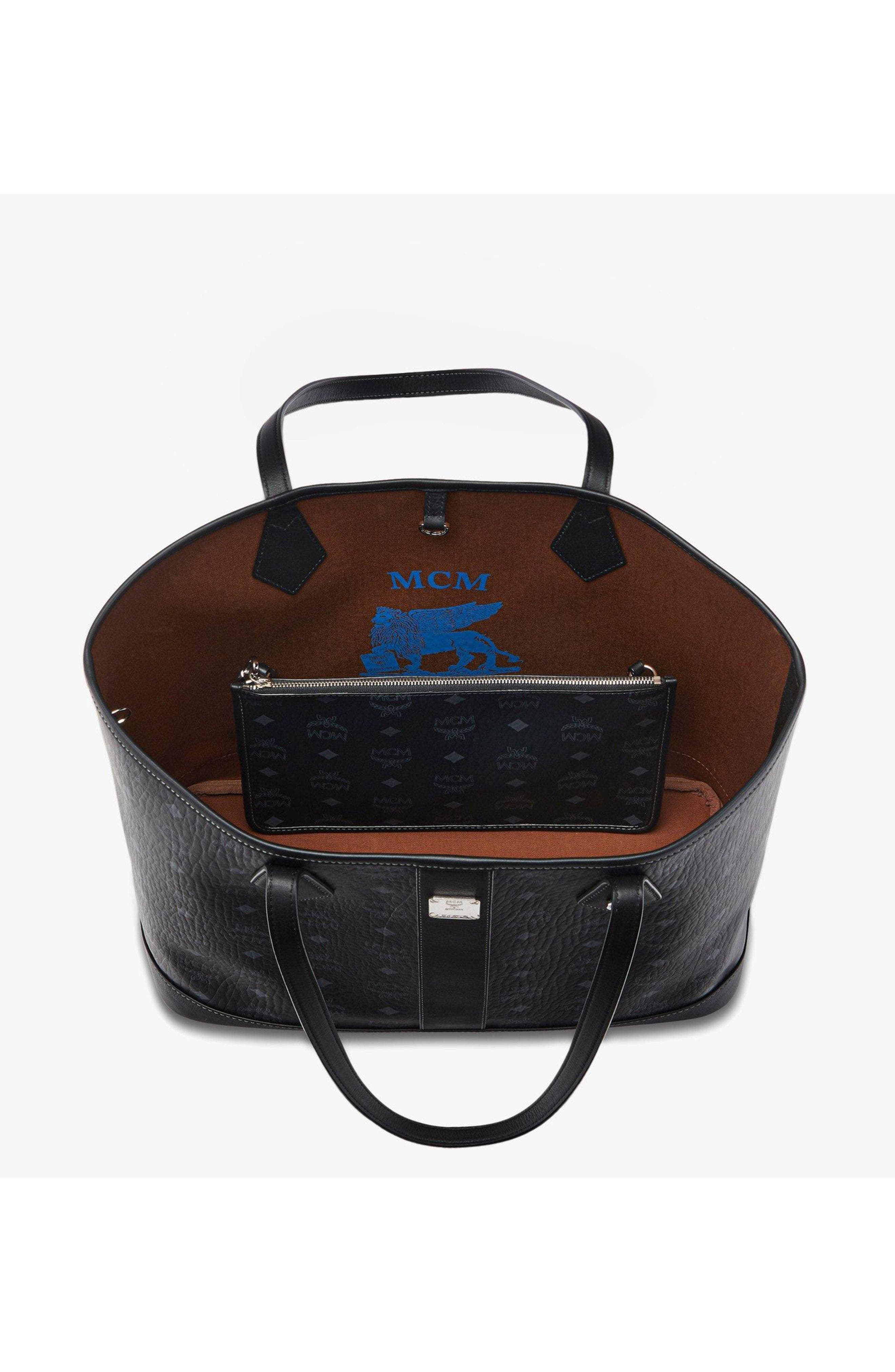 MCM New Medium Liz Shopper in Visetos, Alternate, color, Black