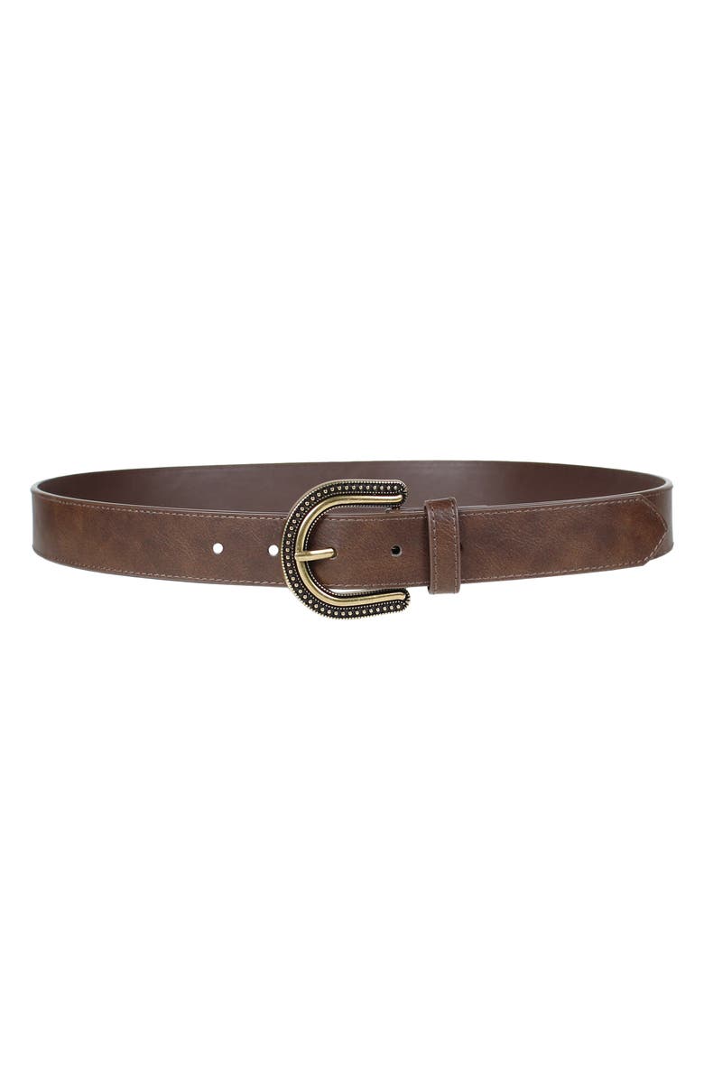 Linea Pelle Western Buckle Belt, Main, color, Dark Brown
