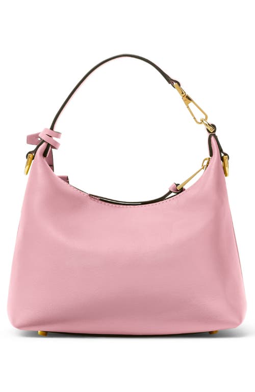 Versace Small Logo Leather Hobo Bag In English Rose Gold