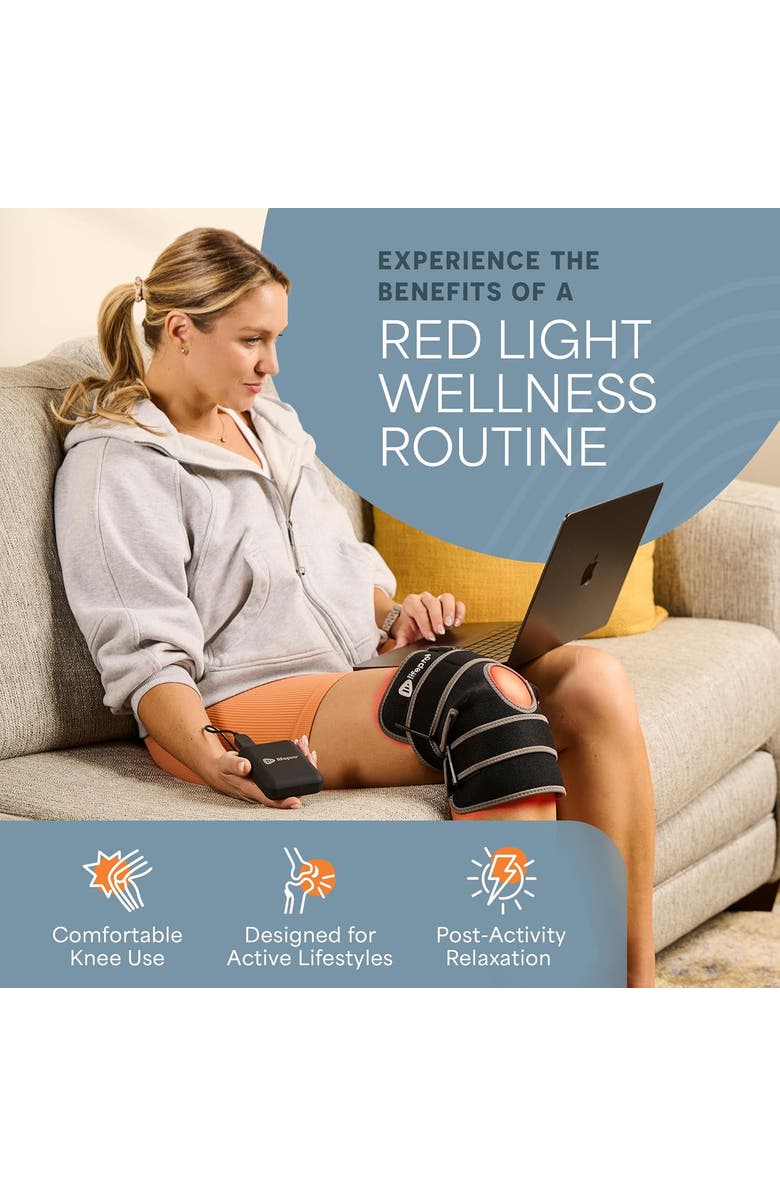 Lifepro Biorecover Knee Massager with Heat & Red Light Therapy for Knee Brace Infrared Therapy Device, Alternate, color,