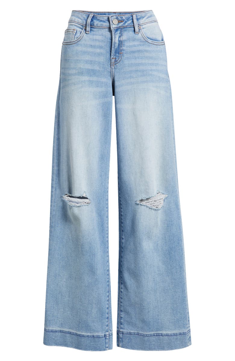 HIDDEN JEANS Distressed Wide Leg Jeans, Alternate, color, Light Wash