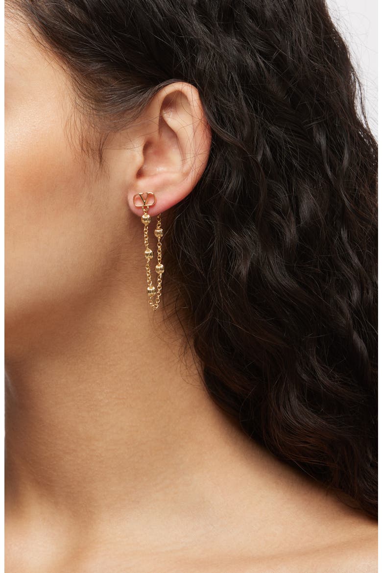 VLOGO Chain Front/Back Earrings, Alternate, color, GOLD