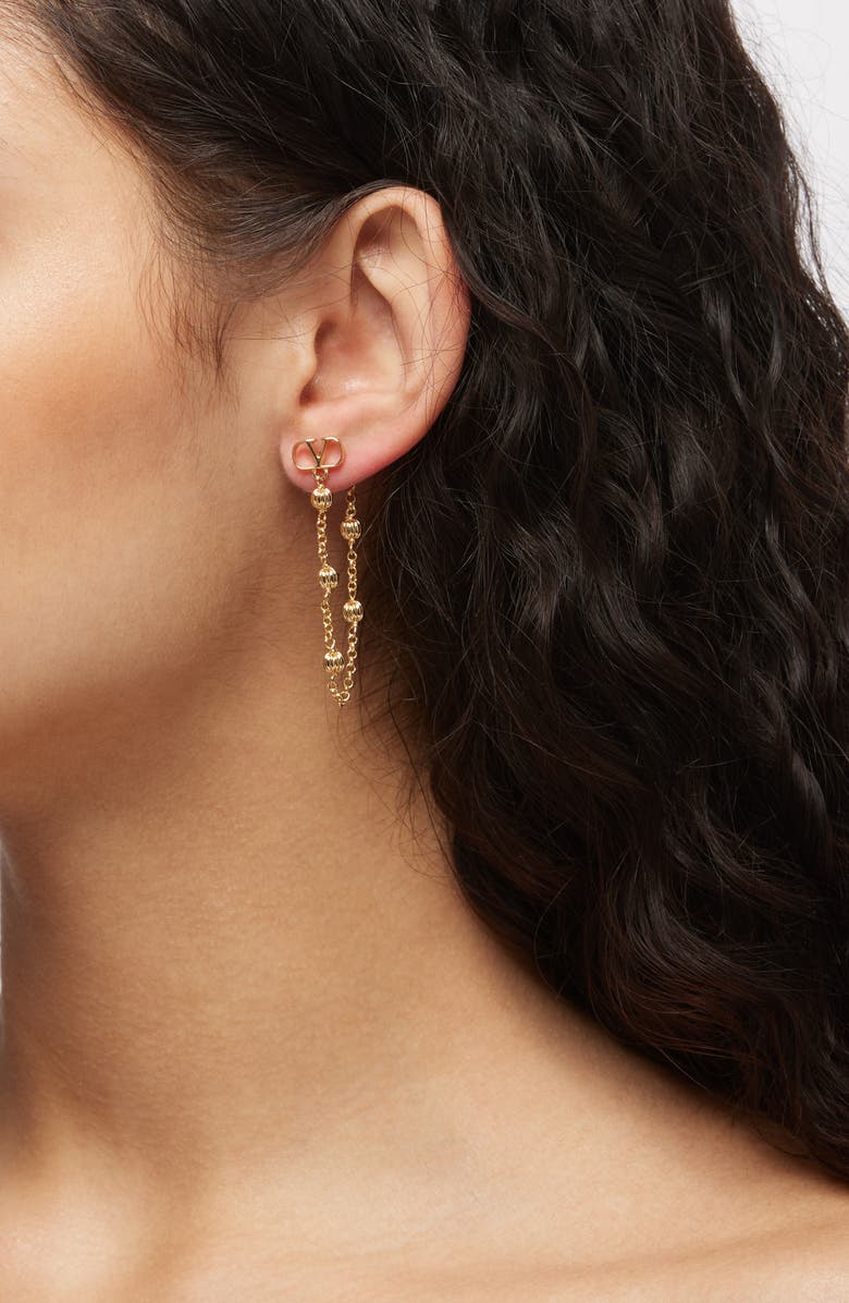 Valentino Garavani VLOGO Chain Front/Back Earrings, Alternate, color, Gold