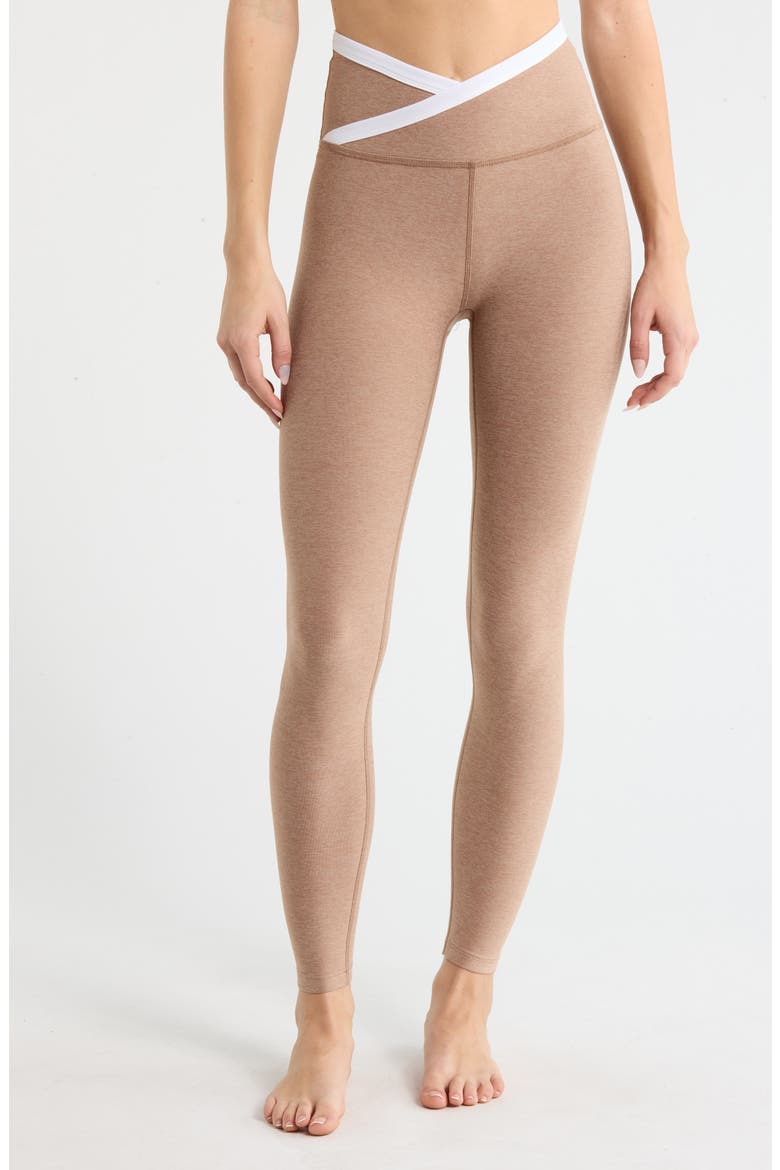 Spacedye Outlines High Waist Midi Leggings, Main, color, DESERT SAND/ CLOUD WHITE