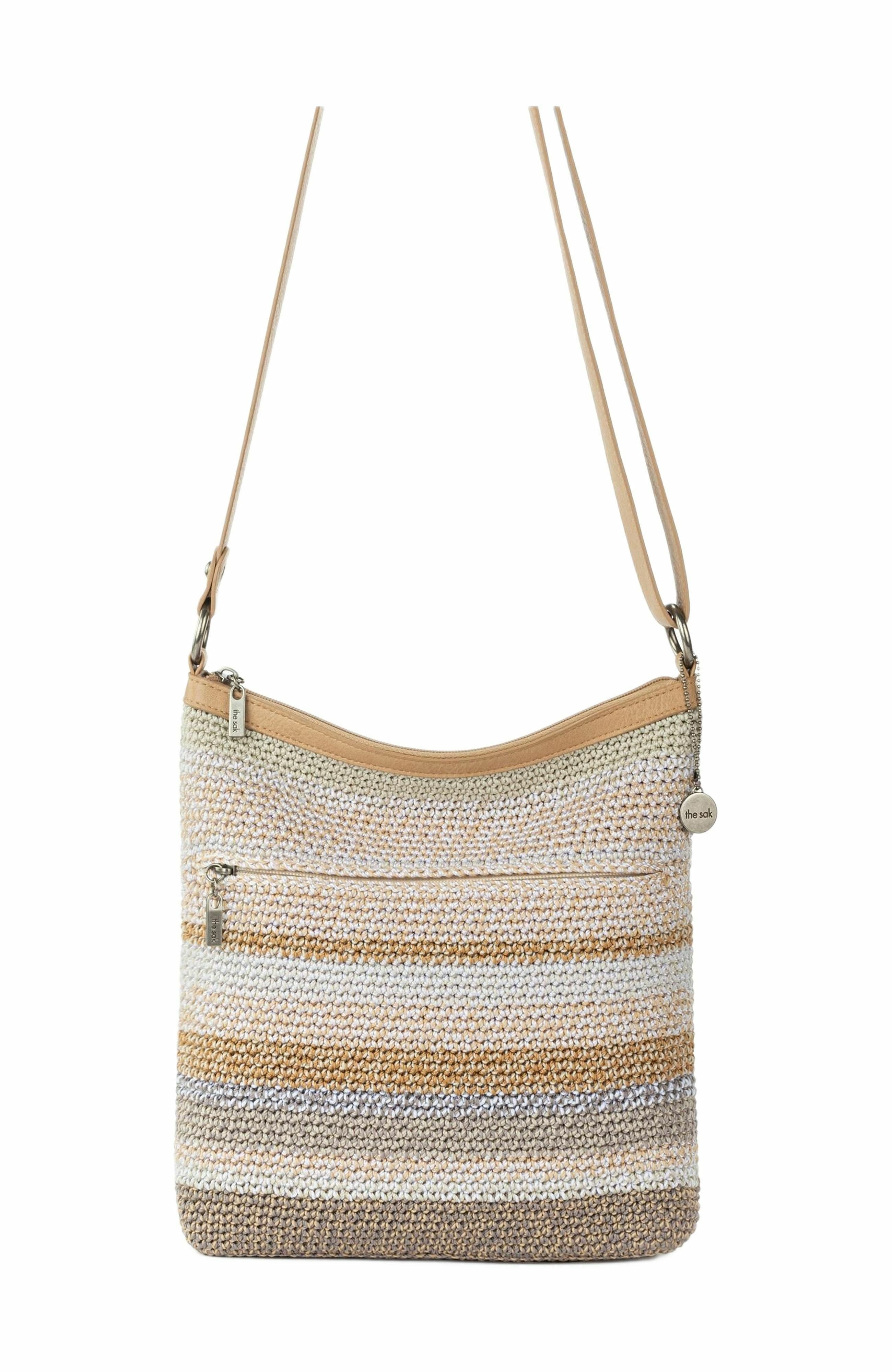 Lucia Crossbody Leather Bag, Alternate, color, Sand Stripe