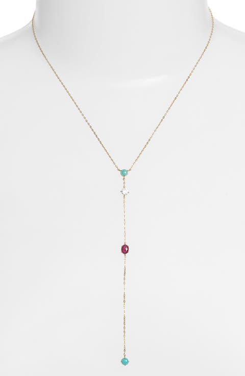Semiprecious Stone Drop Y-Necklace