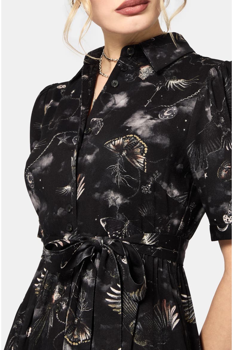 Crimson Magpie And Moth Midi Shirt Dress, Alternate, color, Black