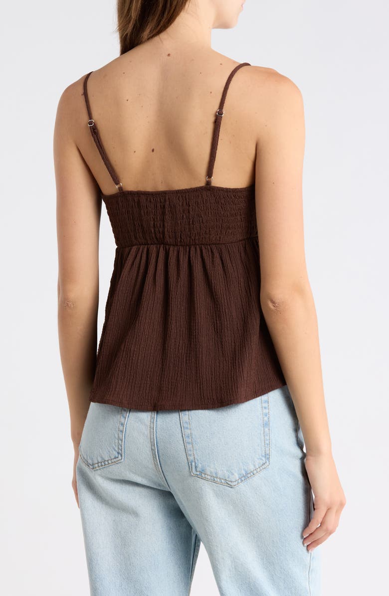 Madden Girl Crochet Trim Babydoll Tank, Alternate, color, Chocolate Brown