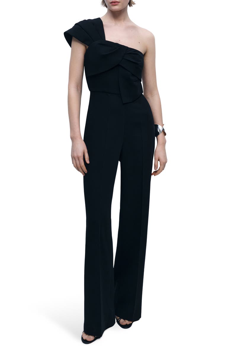 MANGO Asymmetric Wide Leg Jumpsuit, Main, color,