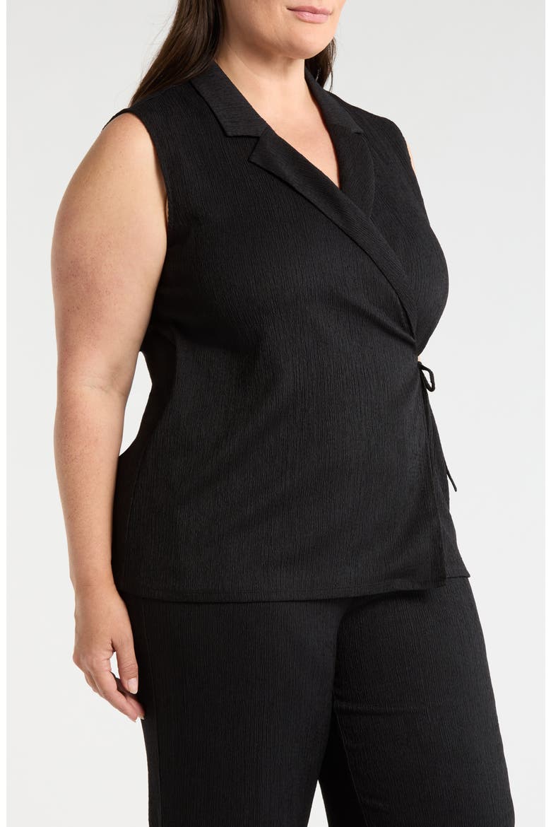 Notch Collar Sleeveless Wrap Top, Alternate, color, ANNE BLACK