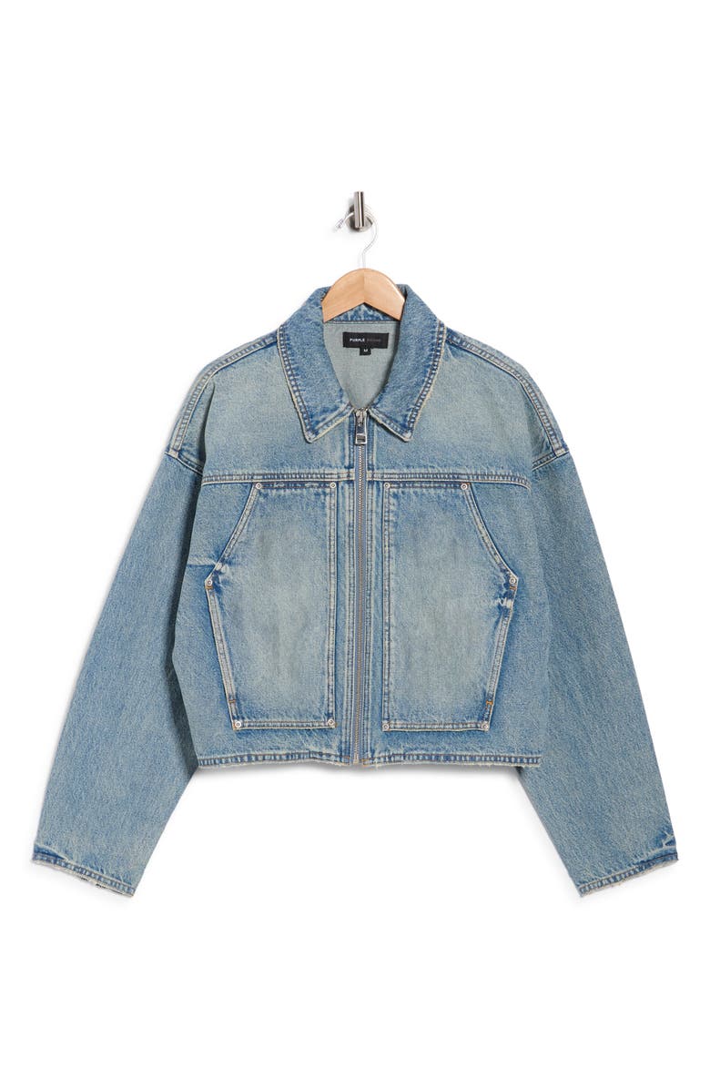 PURPLE BRAND Cropped Carpenter Jacket, Main, color, Mid Indigo