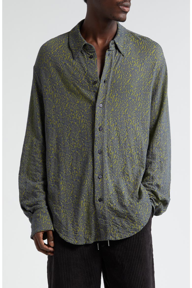 Who's Paying For All This Shrunken Cotton Blend Button-Up Shirt, Main, color, CASH