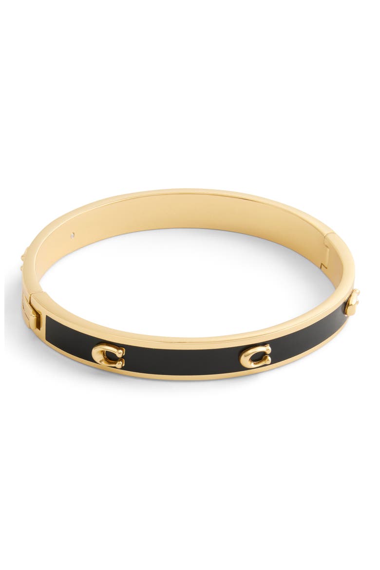 Enamel C Hinge Bracelet, Alternate, color, BLACK/ GOLD