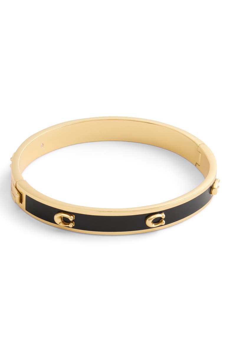 COACH Enamel C Hinge Bracelet, Alternate, color, Black/ Gold