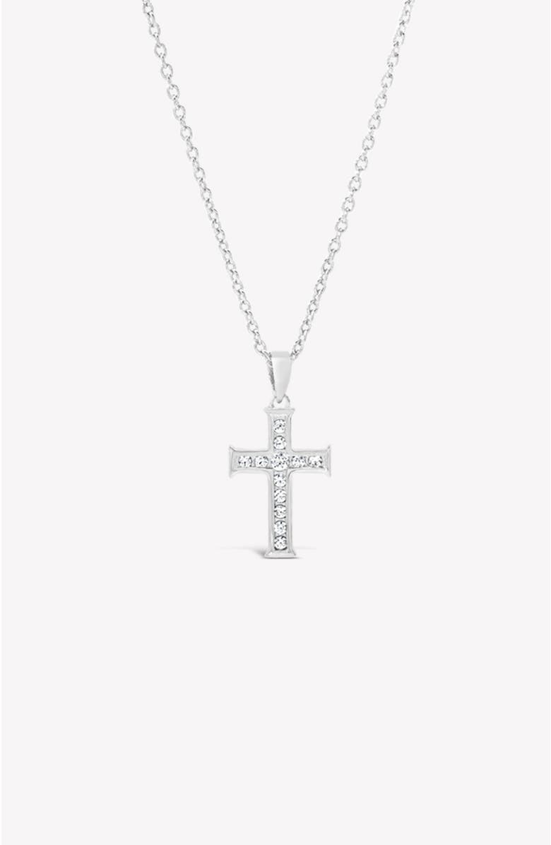 Rizen Jewelry Luminous Cross Pendant Necklace, Main, color, Sterling Silver