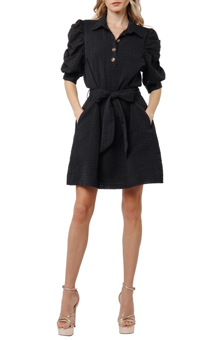 CIEBON Scarlette Puff Sleeve Minidress, Main, color, Black