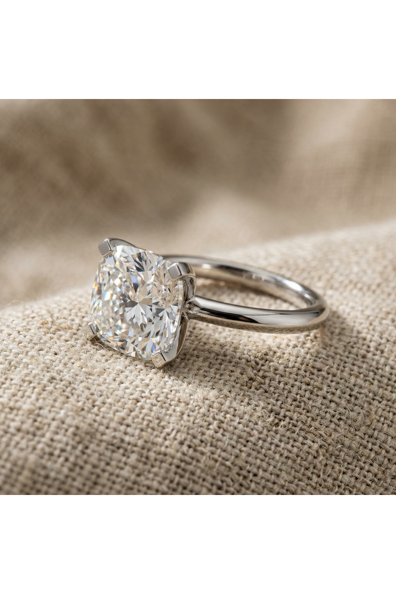 Certified 7Ct Cushion Diamond Engagement Ring 14k Gold Lab Grown, Alternate, color, 14k White Gold