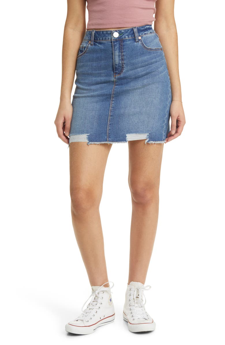 Denim Skirt w/ Fringe Hem main image 0