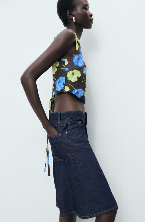 Mango Open Back Floral Top In Black